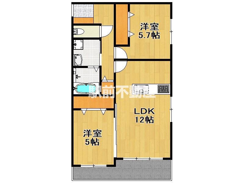 PHOENIX福津BAYSIDE(2LDK/1階)の間取り写真