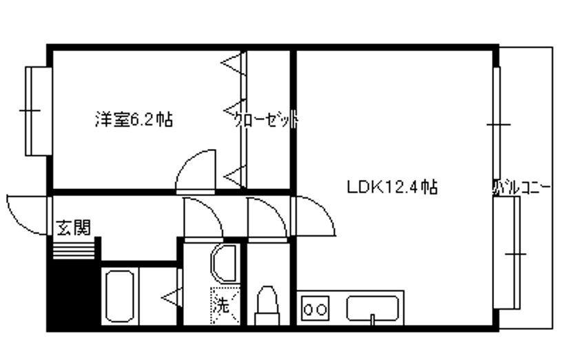 グランシャリオ箱崎II(1LDK/2階)の間取り写真
