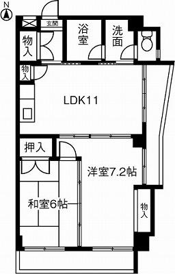 名鉄小牧線 小牧原駅 徒歩4分 3階建 築25年(2LDK/2階)の間取り写真