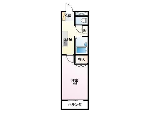 フラワーコート(1K/2階)の間取り写真