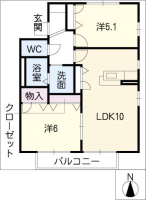 コンフォート桜台(2LDK/2階)の間取り写真