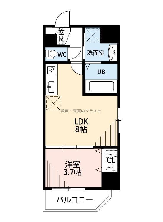ジーグランデ九条(1LDK/3階)の間取り写真
