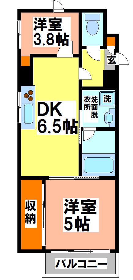 エルミタージュ禅林寺通(2DK/4階)の間取り写真