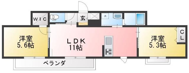 マロニエB(2LDK/1階)の間取り写真
