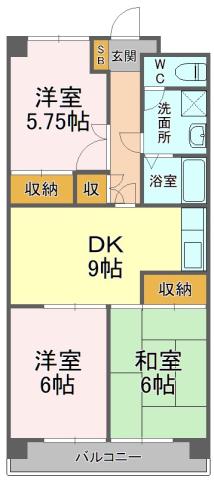 ラフォーレ二番町(3LDK/3階)の間取り写真