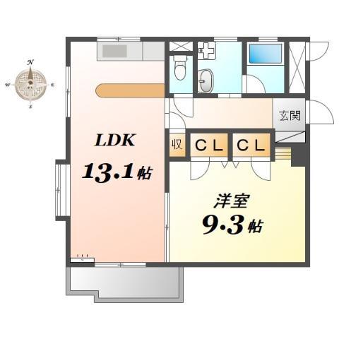 LA高島(1LDK/4階)の間取り写真