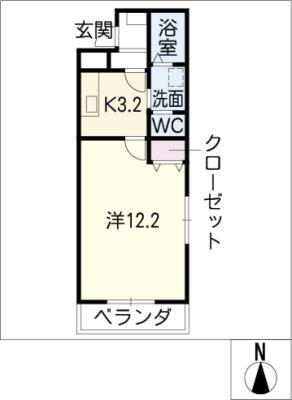 プリミエール(1K/1階)の間取り写真