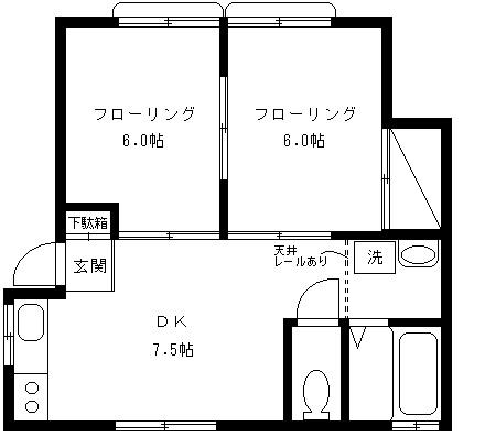 サンフルール(2DK/1階)の間取り写真