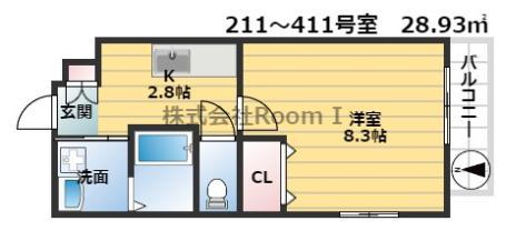グローフラール 旭化成ヘーベルメゾンHEBEL HAUS(1K/4階)の間取り写真