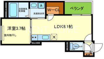 YUMAISON ウエスト(1LDK/2階)の間取り写真