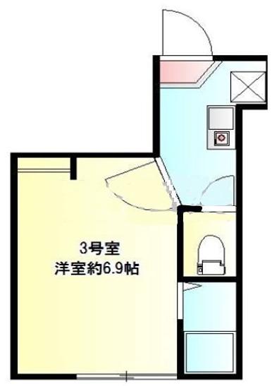 デルタ横浜(1K/2階)の間取り写真