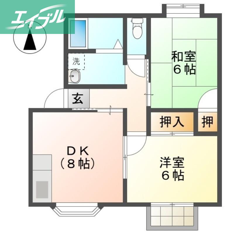 グリーンパーク(2DK/2階)の間取り写真