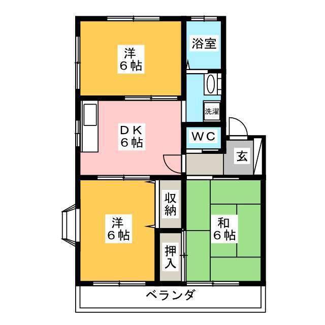 高砂ハイツ B(3DK/1階)の間取り写真