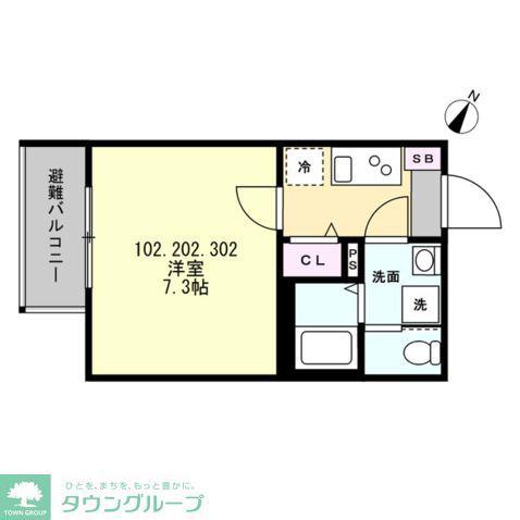 ベイルーム十日市場(1K/1階)の間取り写真