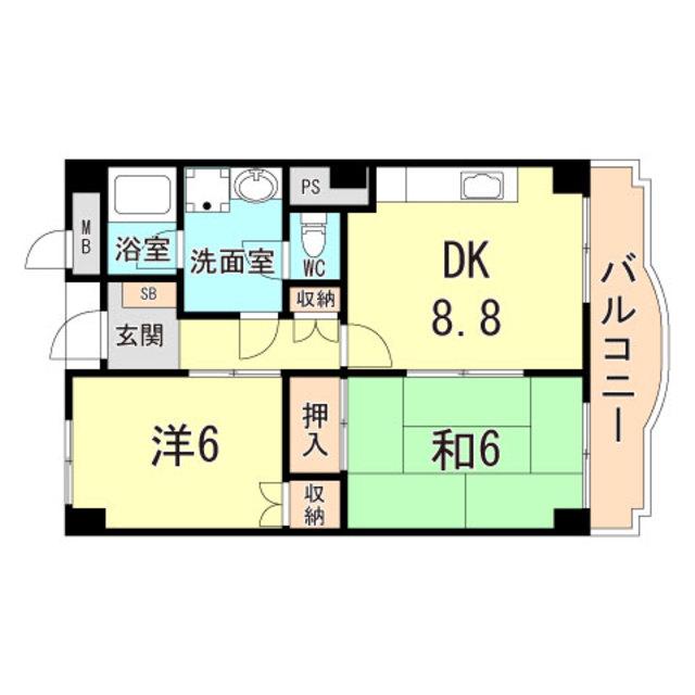 グリーンハイツ諏訪山(2DK/1階)の間取り写真