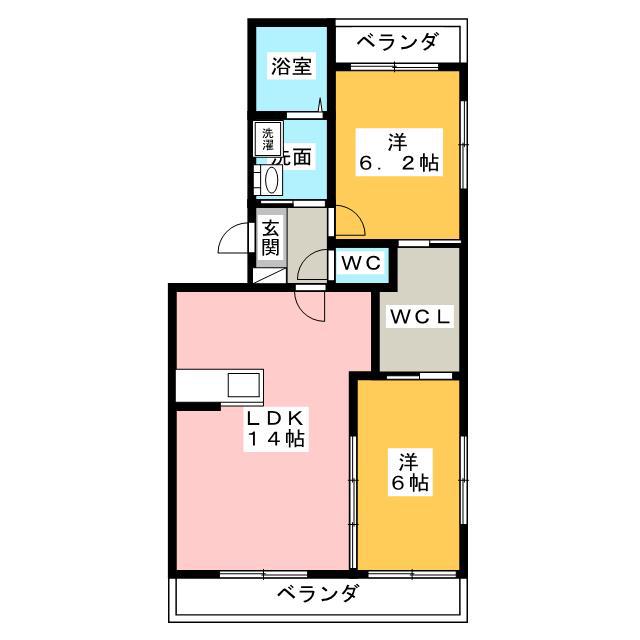 シャーロット三方原III(2LDK/1階)の間取り写真