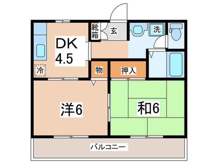 サンガーデン金井B(2DK/1階)の間取り写真