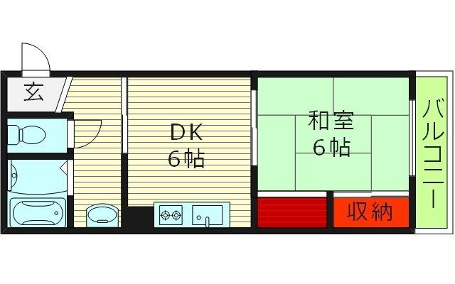 ヤマサ第一古市マンション(1DK/2階)の間取り写真