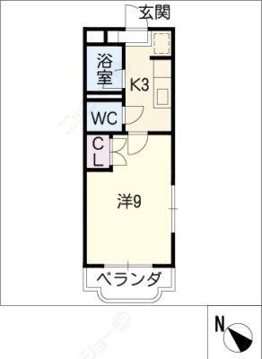 グランディール(1K/3階)の間取り写真