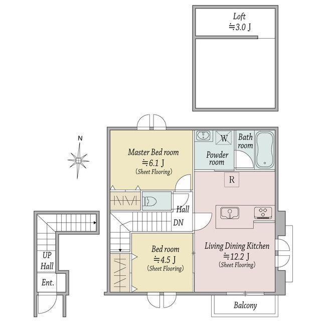 WINDSOR COURT(2LDK/2階)の間取り写真