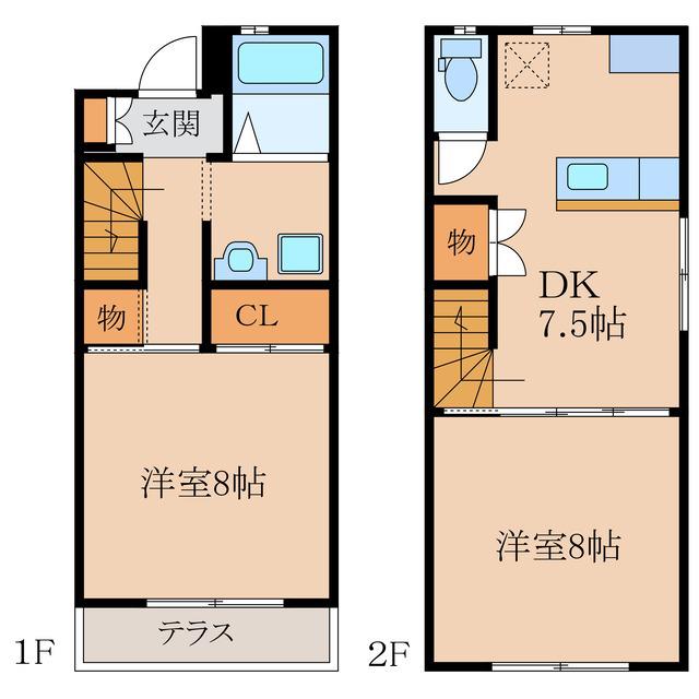 フレックスII(2DK/1階)の間取り写真