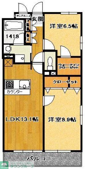 ラフィネS国分寺(2LDK/1階)の間取り写真