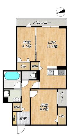 D-BELLVILLE(2LDK/3階)の間取り写真