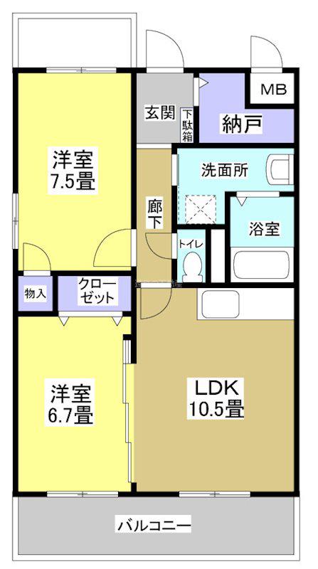 パルプラザ栄(2LDK/4階)の間取り写真