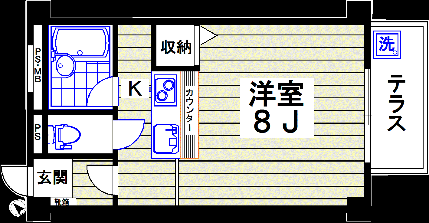 Fハウス(1K/1階)の間取り写真