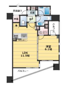 クレヴィア新大塚(1LDK/13階)の間取り写真