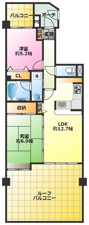 ライオンズガーデン武蔵小杉(2LDK/2階)の間取り写真