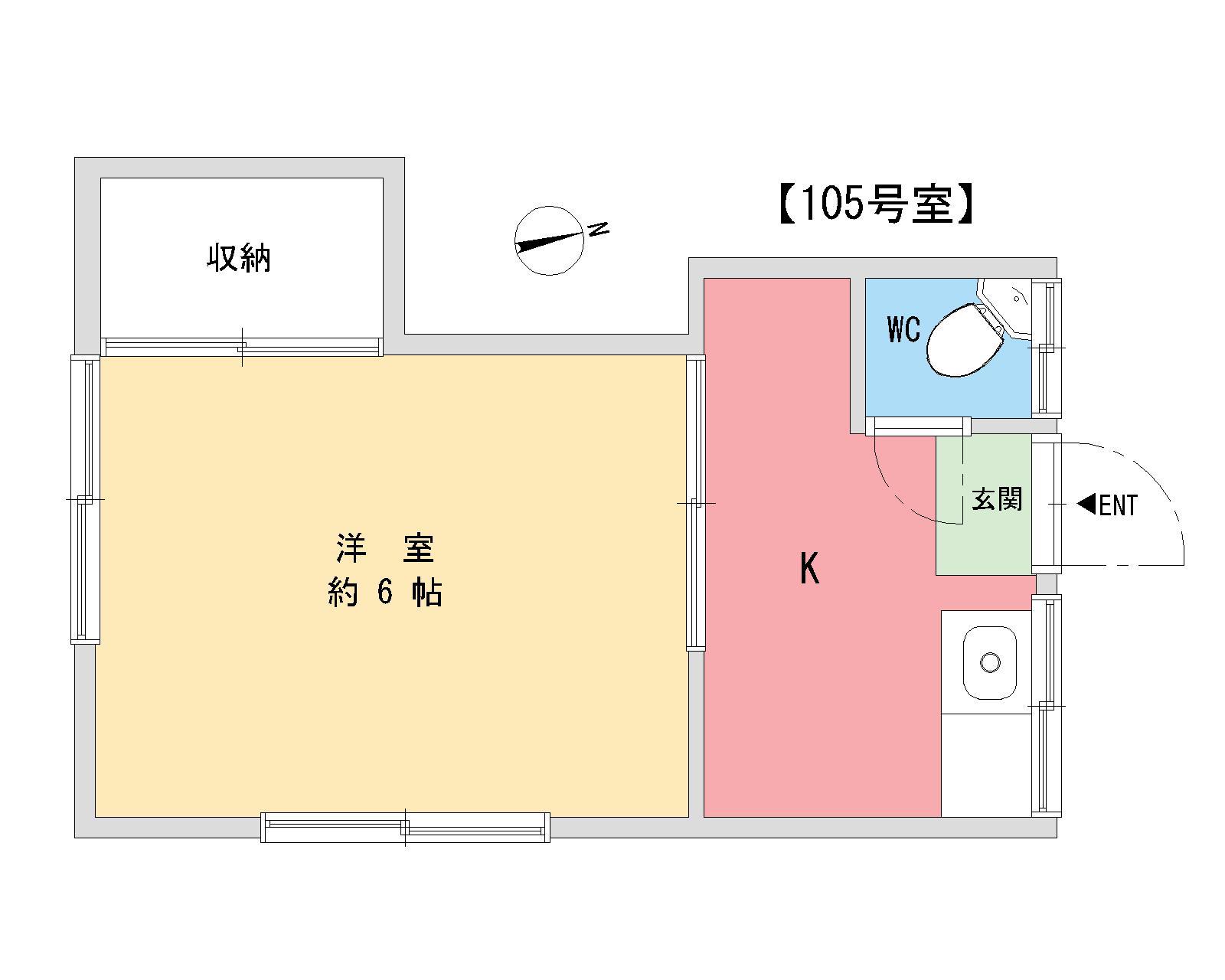 たちばな荘(1K/1階)の間取り写真