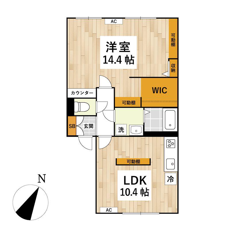 ニューデパーチャー(1LDK/1階)の間取り写真