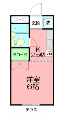 レイモンドハウスA棟(ワンルーム/1階)の間取り写真