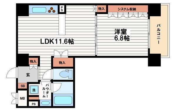 ビエラコート内久宝寺(1LDK/15階)の間取り写真