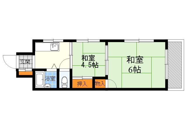 東洋プラザ野江2(2K/3階)の間取り写真