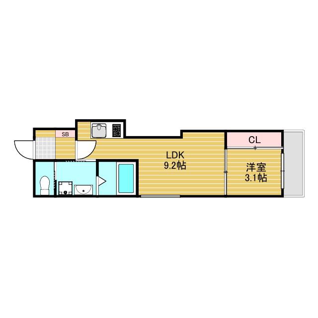 ライトサイド(1LDK/2階)の間取り写真