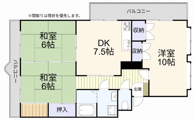 サンライフ朽網(3DK/2階)の間取り写真