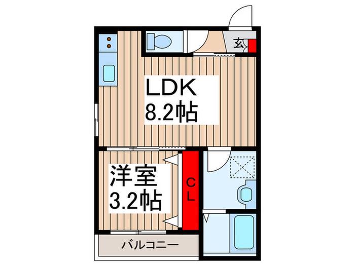 AJ春日部(1LDK/3階)の間取り写真