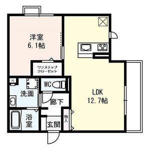 ヴィレッタ勝山南 住居(1LDK/3階)の間取り写真