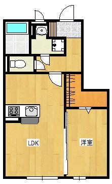 フェスト下郡山の手(1LDK/3階)の間取り写真