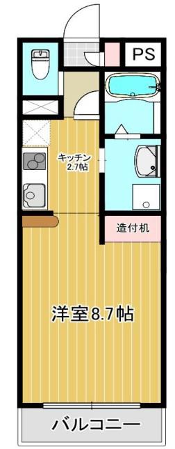 ベルデュール神代千葉(ワンルーム/3階)の間取り写真