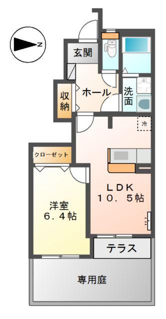 サザンハイムK(1LDK/1階)の間取り写真