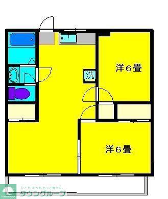 ハイネスSK(2LDK/1階)の間取り写真