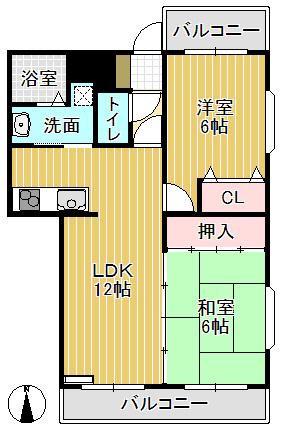 サンロード広上(2LDK/2階)の間取り写真