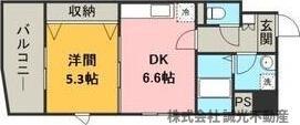スタンドリバー天神南(1DK/6階)の間取り写真