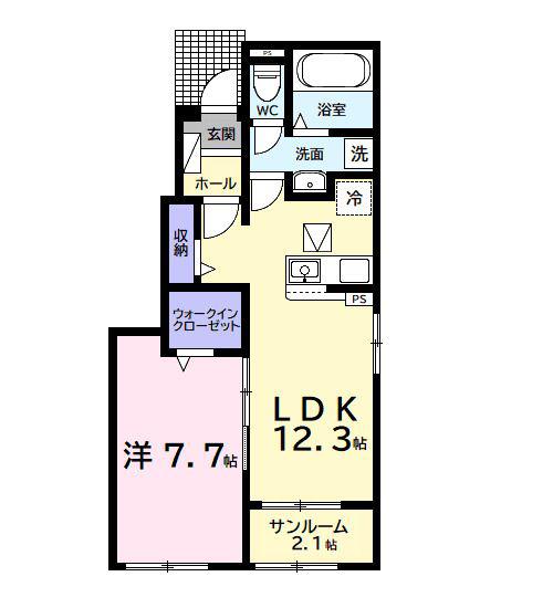 古市場アパート(1LDK/1階)の間取り写真