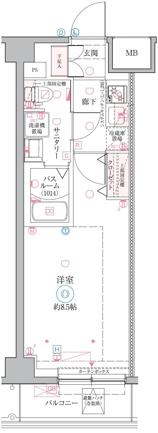 クレヴィスタ戸田(1K/4階)の間取り写真