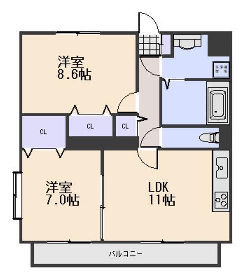 メゾンプレザント(2LDK/2階)の間取り写真