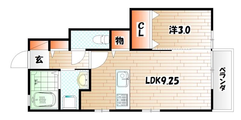 エルメゾン長行(1LDK/1階)の間取り写真